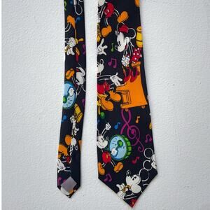 Vtg 90s Disney Balancine Silk Tie The Tie Works Mickey Music Cartoon 57"